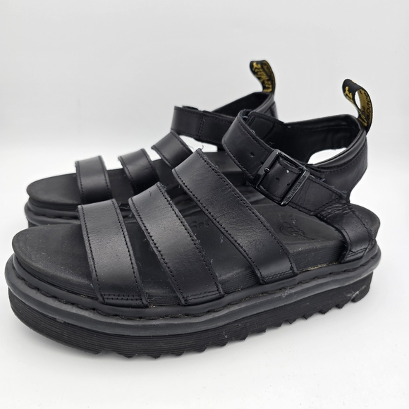 Dr. 'Doc' Martens Blaire Black Leather Sandals, Women's Size 8 - Picture 5 of 16
